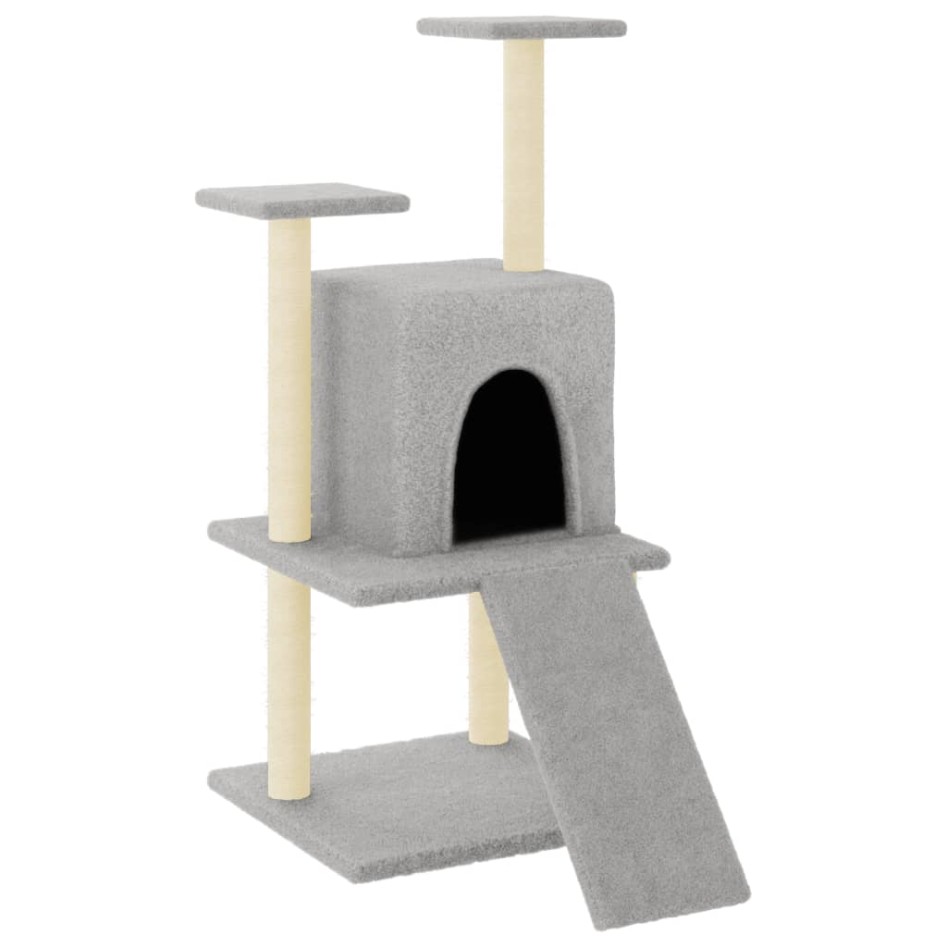 Rascador para gatos con postes de sisal gris claro 110