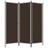 Biombo divisor de 3 paneles marrón 150x180