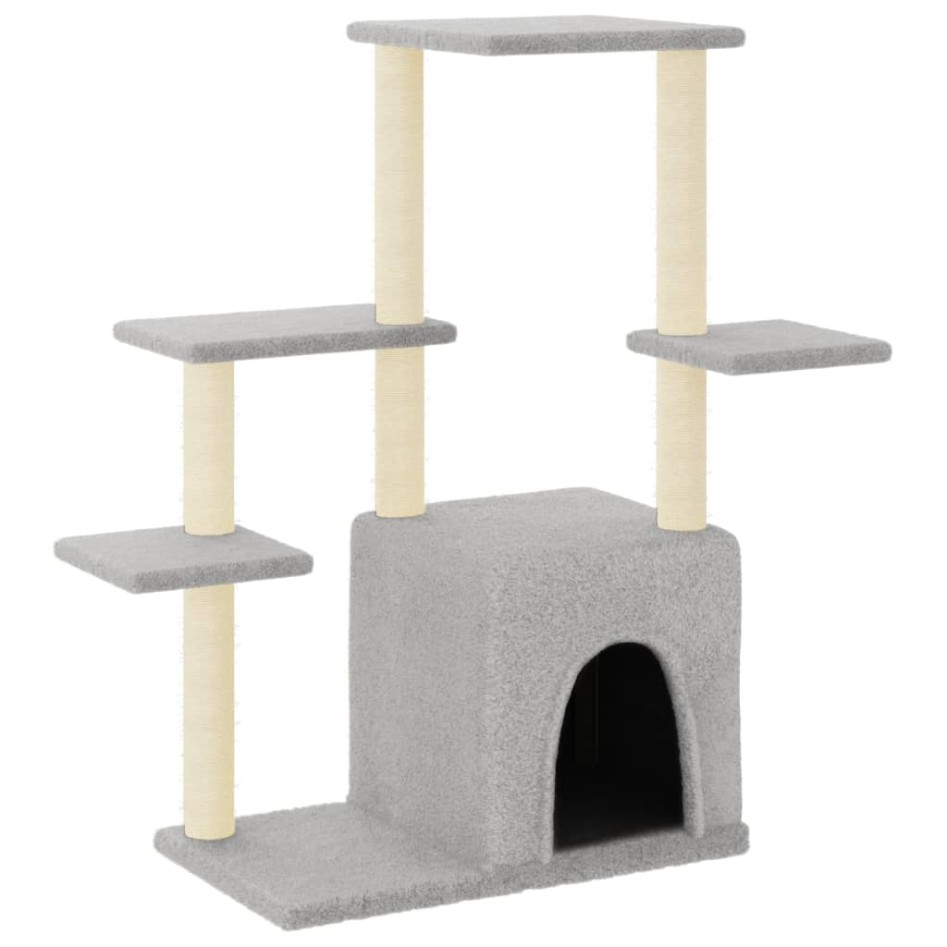 Rascador para gatos con postes de sisal gris claro 97,5