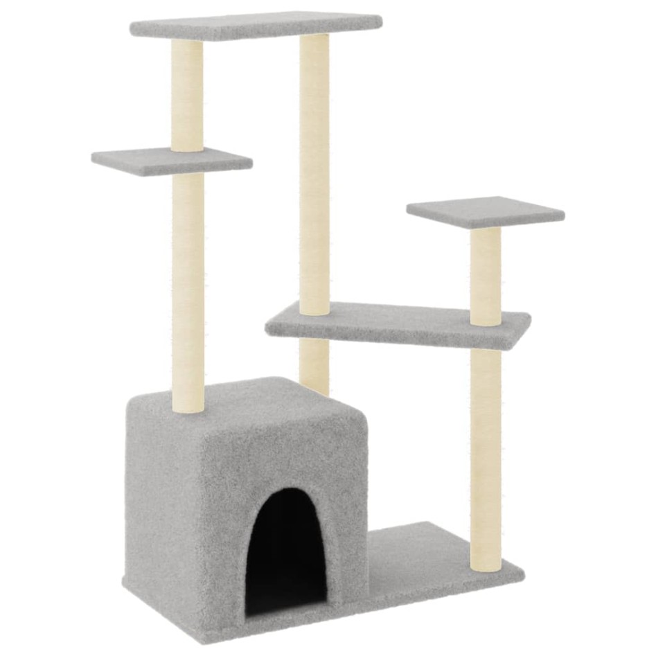 Rascador para gatos con postes de sisal gris claro 107,5