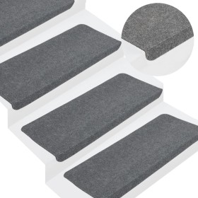 Alfombrilla autoadhesiva de escalera 15 uds gris 65x24,5x3,5
