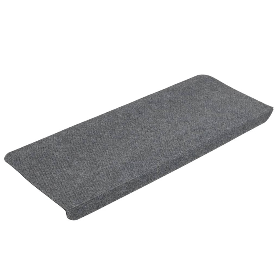 Alfombrilla autoadhesiva de escalera 15 uds gris 65x24,5x3,5
