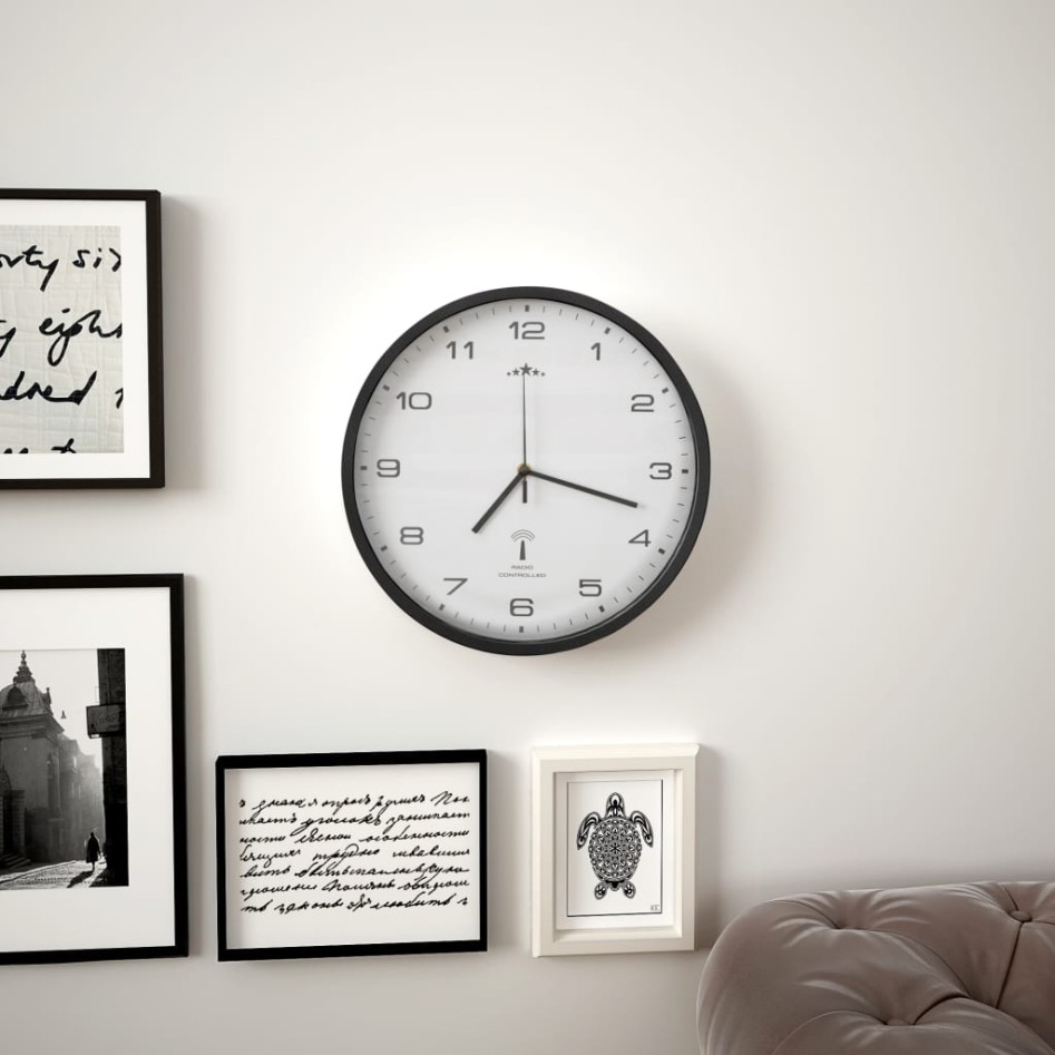 Reloj radiocontrol de pared cuarzo blanco y negro 31