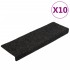 Alfombrillas de escalera 10 unidades negro 65x21x4