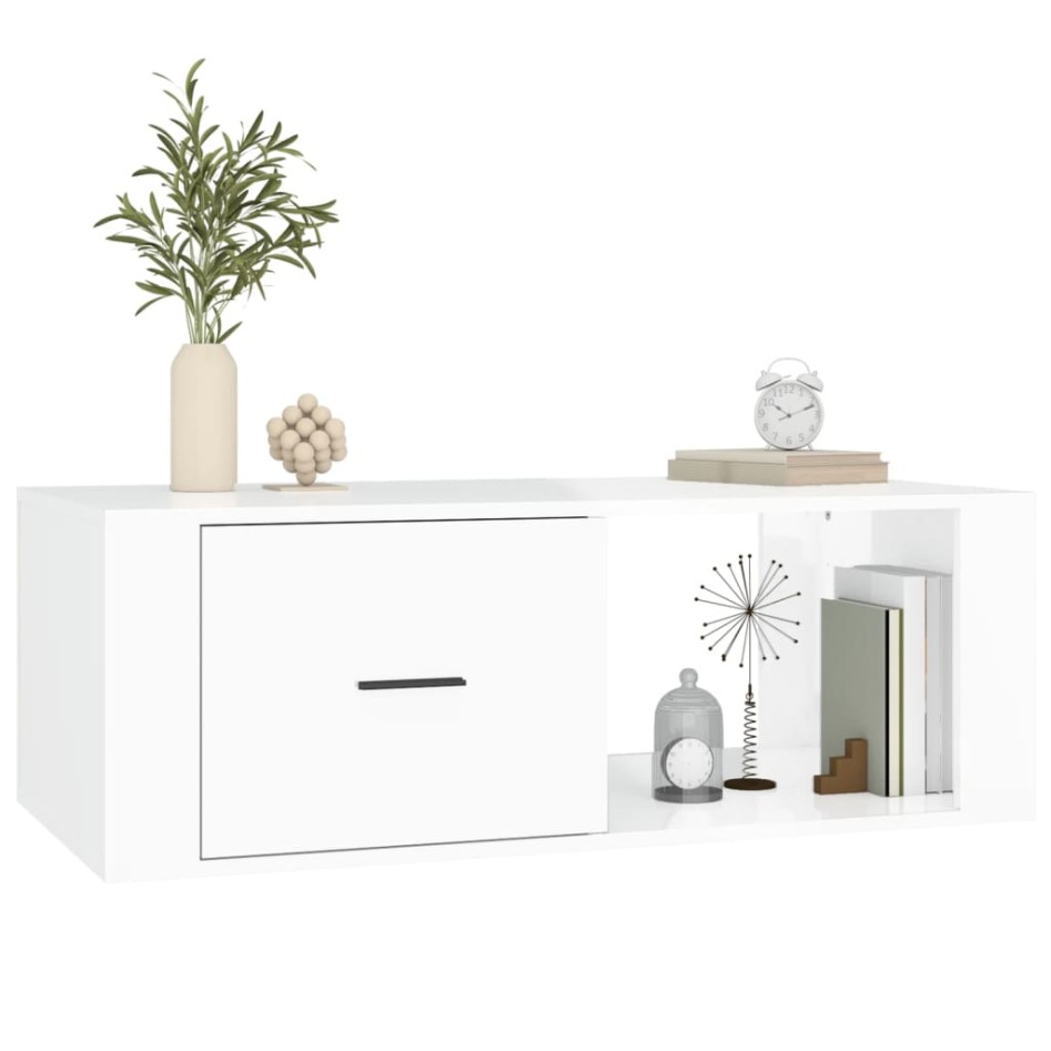 Mesa de centro madera contrachapada blanco brillo
