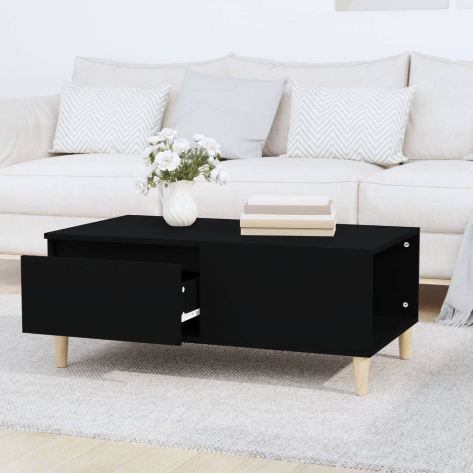 Mesa de centro madera contrachapada negro 90x50x36,5