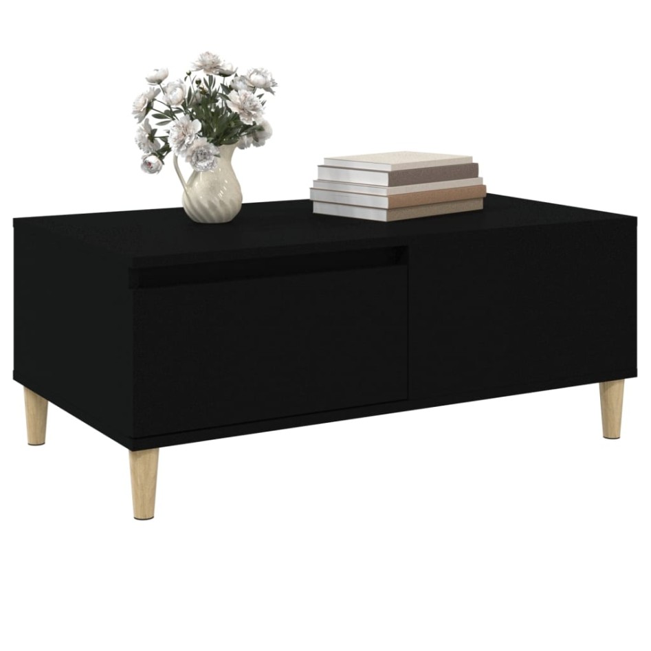 Mesa de centro madera contrachapada negro 90x50x36,5