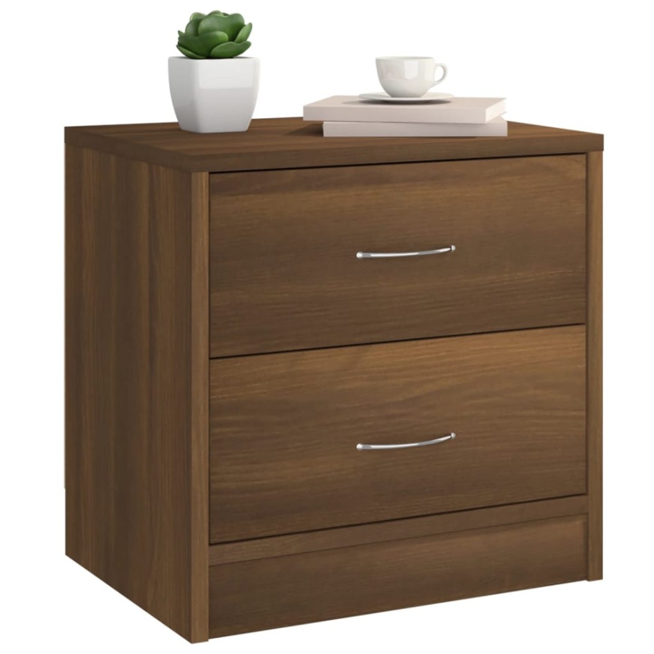 Mesita de noche madera de ingeniería marrón roble 40x30x40