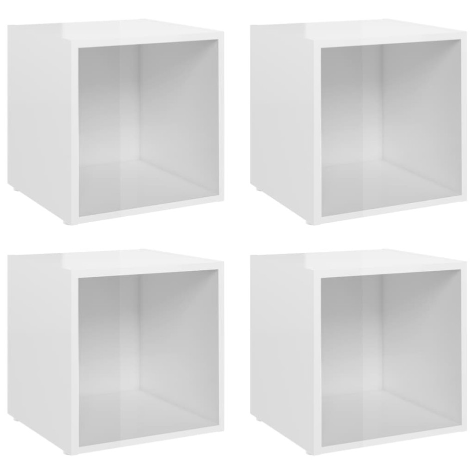 Muebles TV 4 uds madera contrachapada blanco brillo 37x35x37