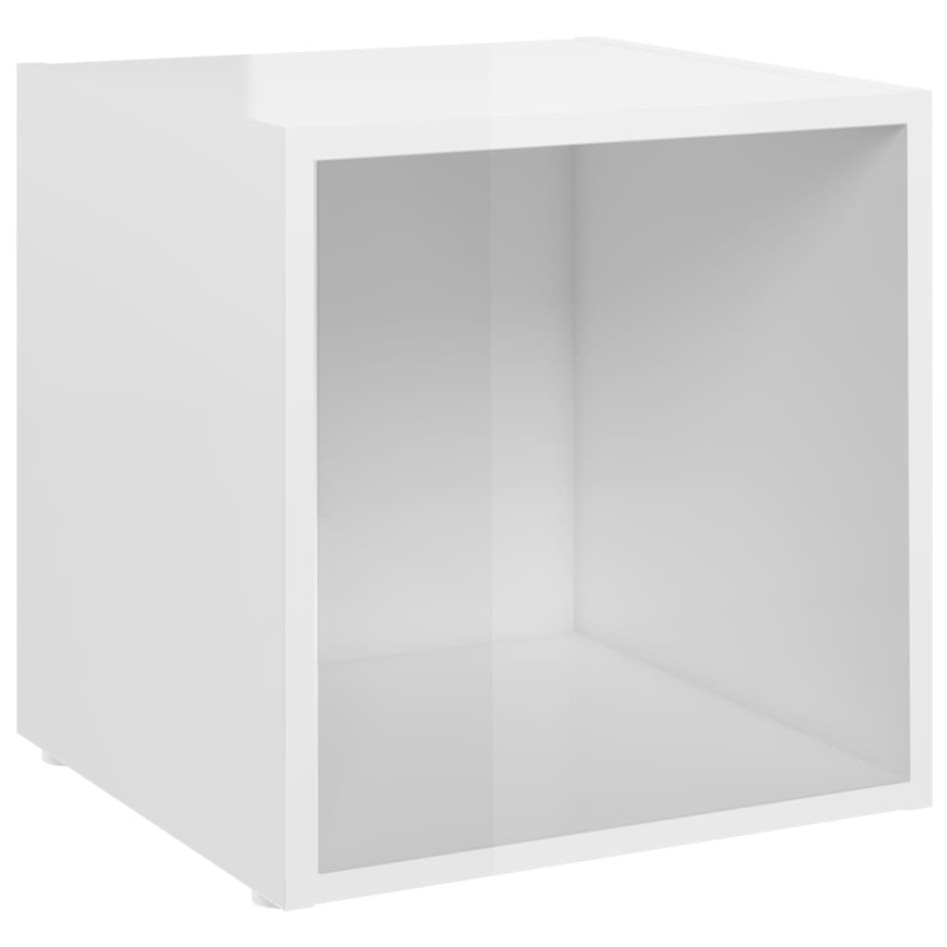 Muebles TV 4 uds madera contrachapada blanco brillo 37x35x37
