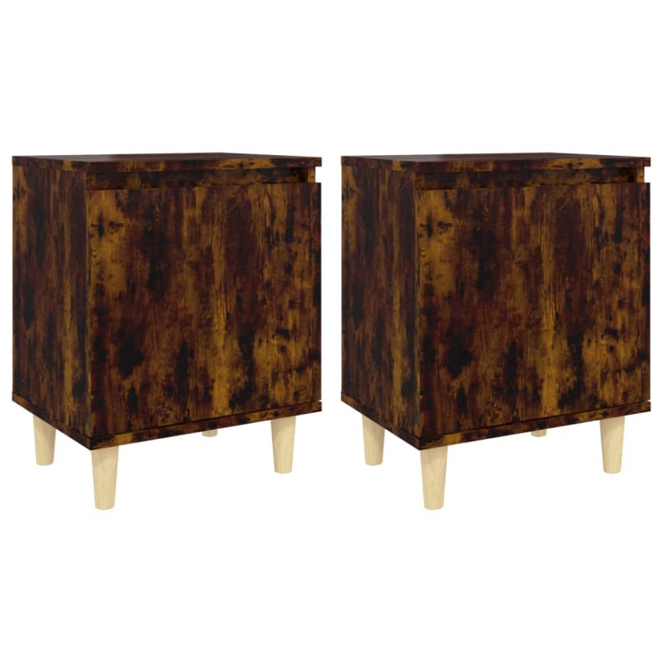 Mesitas de noche 2 uds patas madera roble ahumado 40x30x50