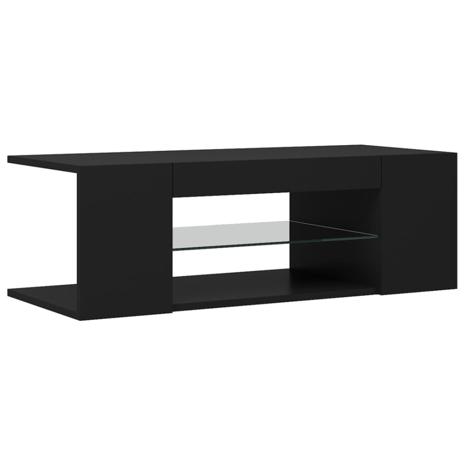 Mueble de TV con luces LED negro 90x39x30