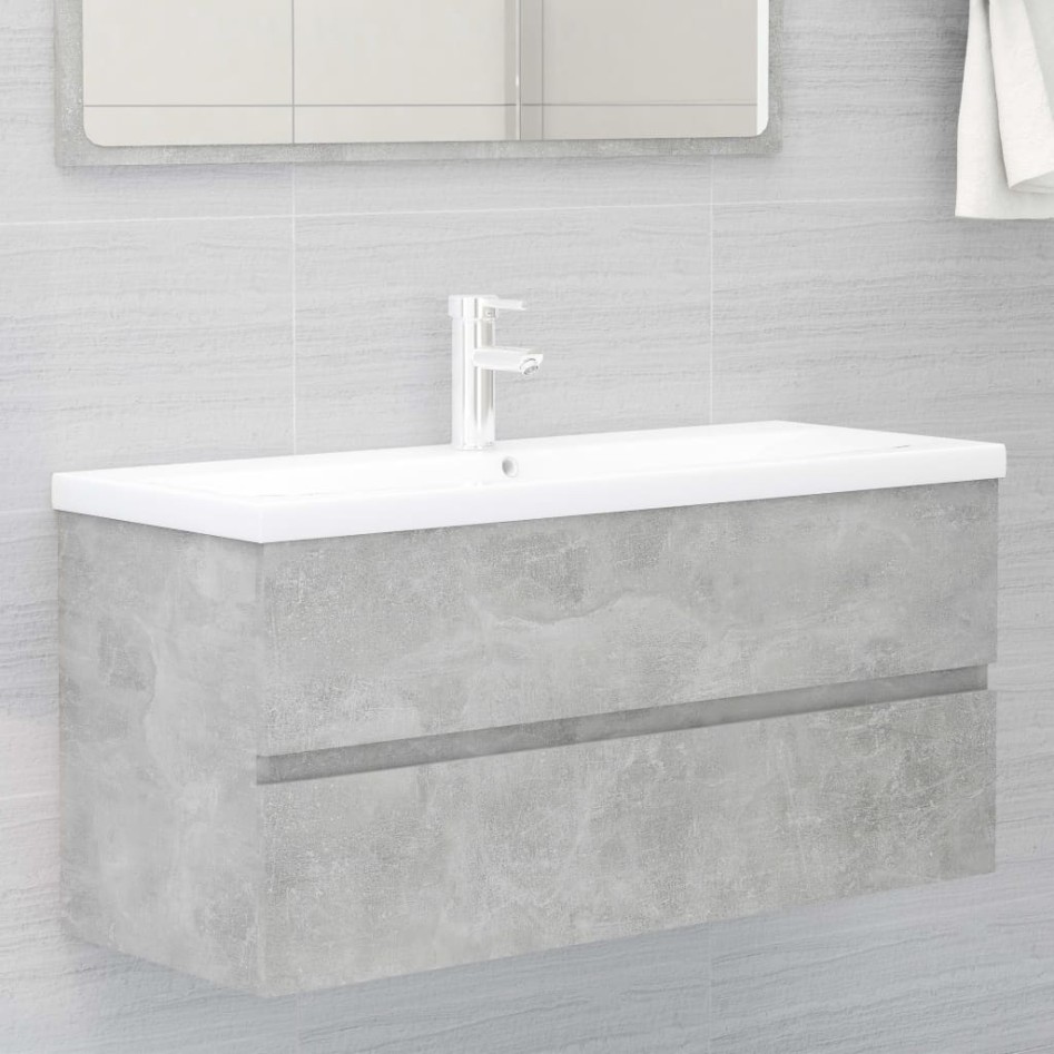 Armario para lavabo contrachapada gris hormigón 100x38,5x45