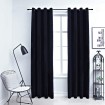 Cortinas opacas con anillas 2 uds terciopelo negro 140x245 cm