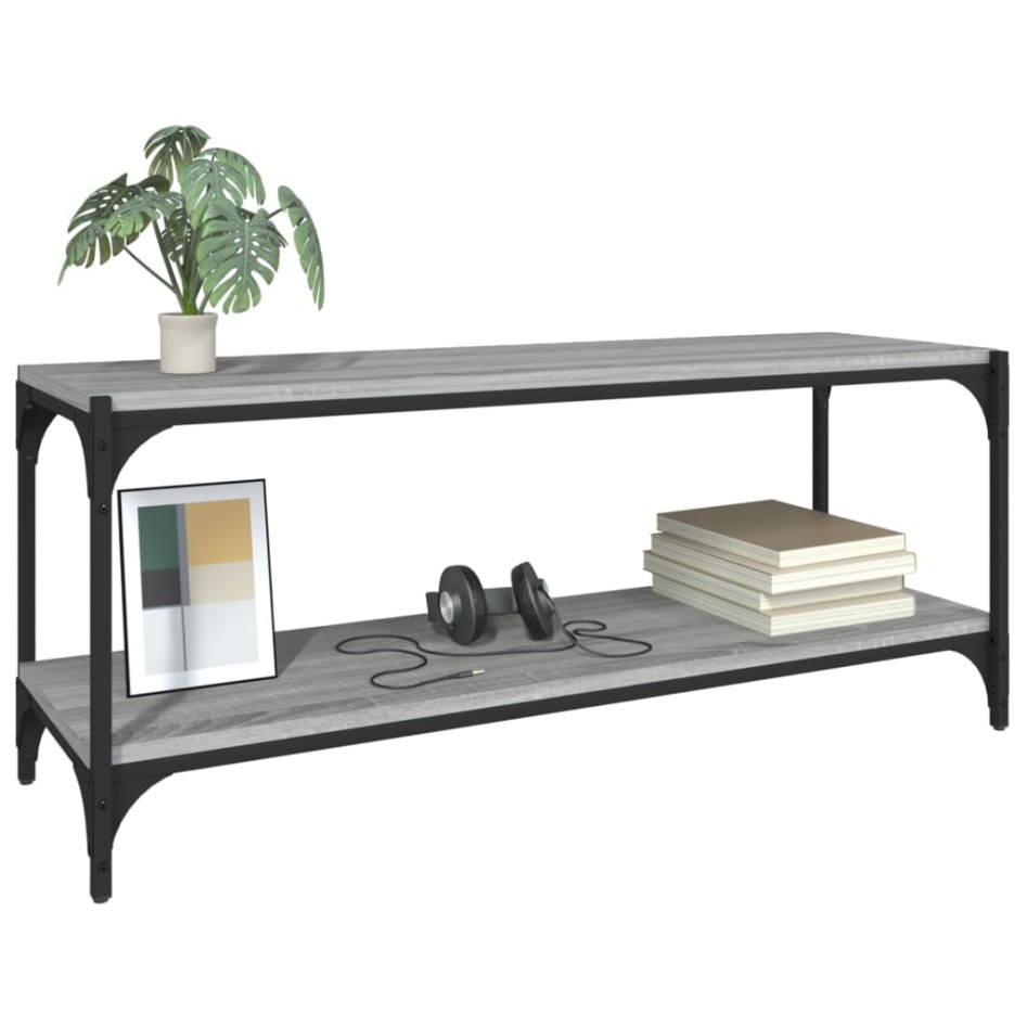 Mueble para TV contrachapada y acero gris Sonoma 100x33x41