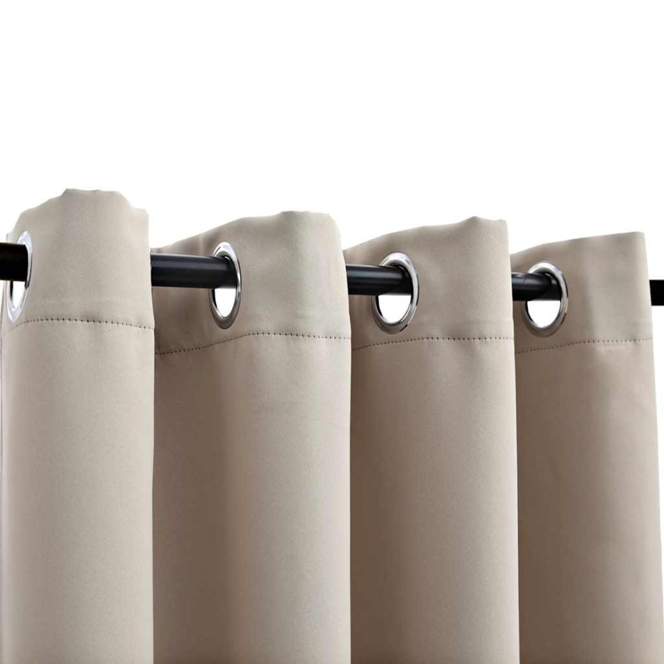 Cortinas opacas con anillas de metal 2 piezas beige 140x245