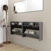 Zapateros de pared 2 uds contrachapada gris brillo 80x18x60 cm