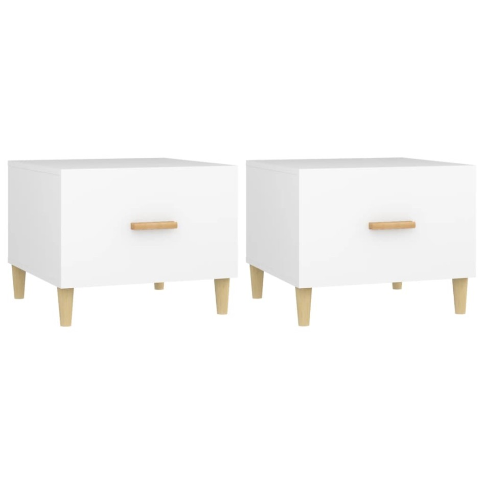 Mesas de centro 2 uds madera de ingeniería blanco 50x50x40