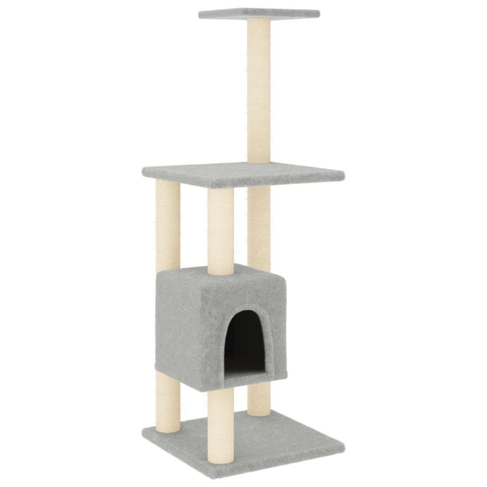 Rascador para gatos con postes de sisal gris claro 104