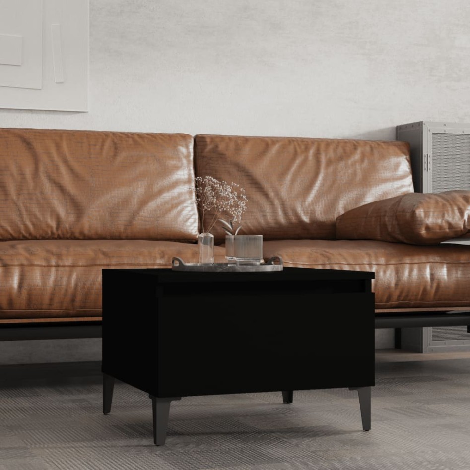 Mesa auxiliar de madera contrachapada negro 50x46x35