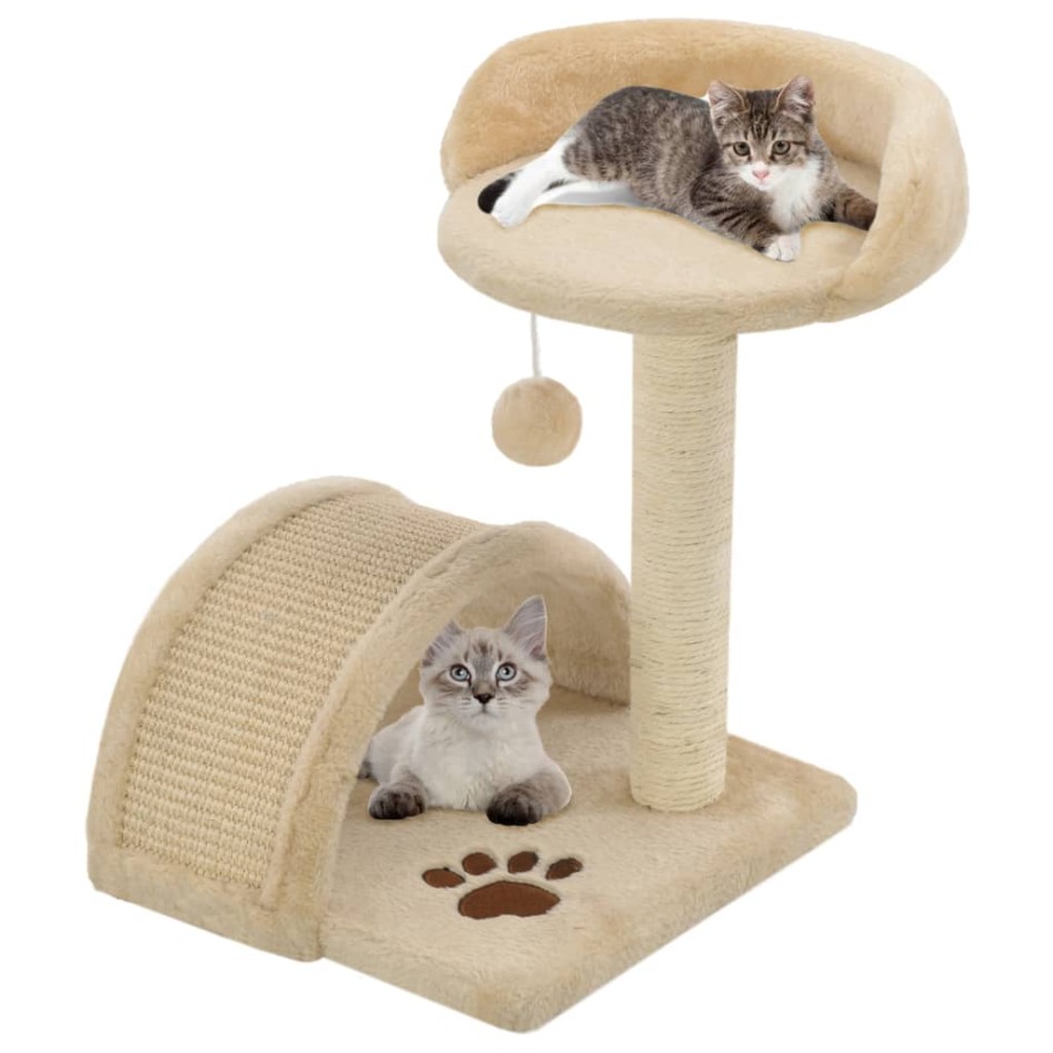 Rascador para gatos con poste de sisal 40 cm beige y