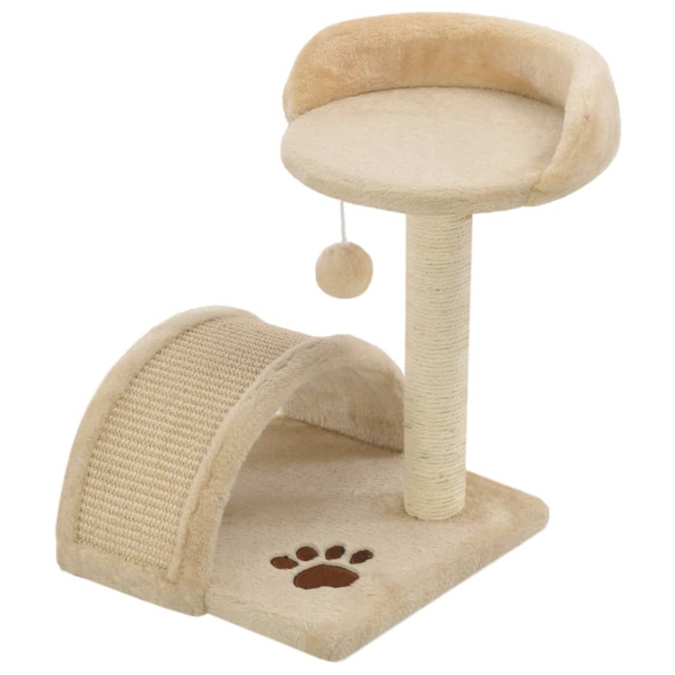 Rascador para gatos con poste de sisal 40 cm beige y