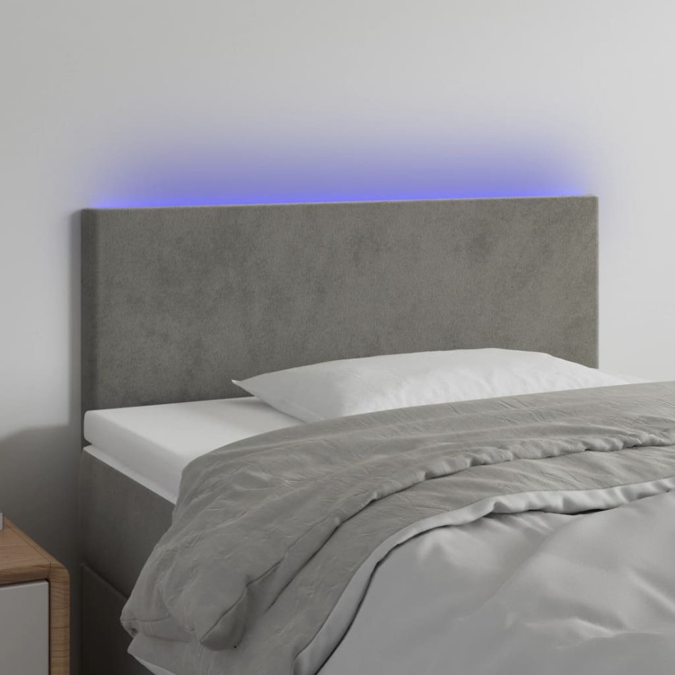 Cabecero con LED de terciopelo gris claro 90x5x78/88