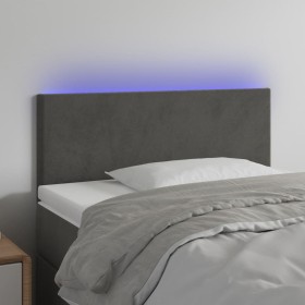 Cabecero con LED de terciopelo gris oscuro 80x5x78/88