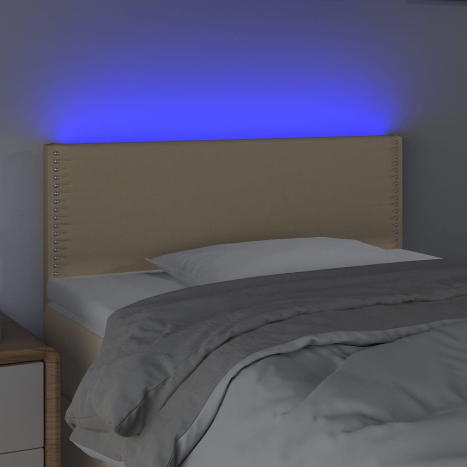 Cabecero con LED de tela color crema 100x5x78/88