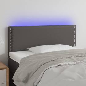 Cabecero con LED cuero sintético gris 80x5x78/88