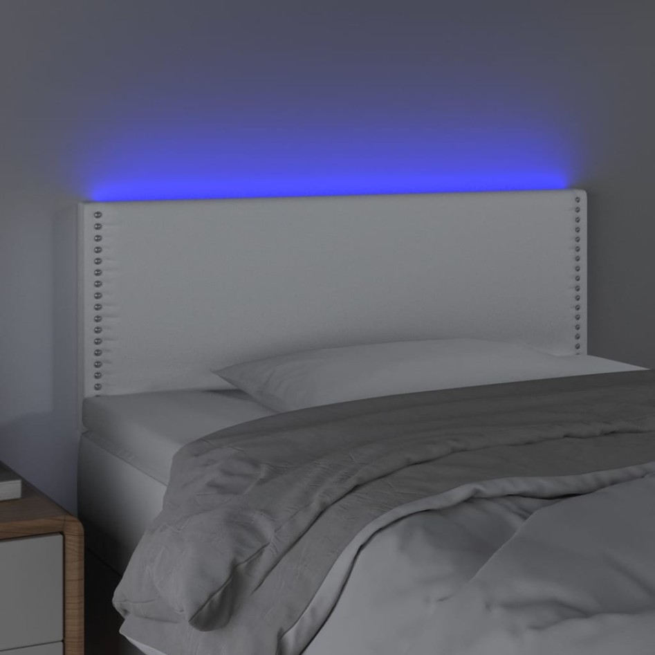 Cabecero con LED cuero sintético blanco 100x5x78/88