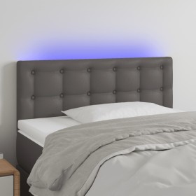 Cabecero con LED cuero sintético gris 100x5x78/88