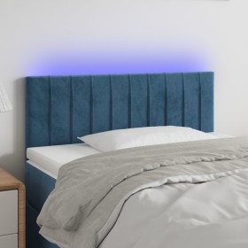 Cabecero con LED de terciopelo azul oscuro 80x5x78/88