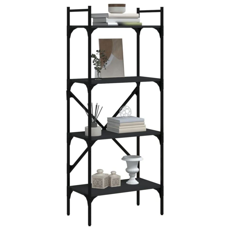Librería de 4 estantes madera ingeniería negro 56x31,5x138,5