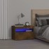 Mesita de noche con luces LED color roble ahumado 60x35x40