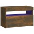 Mesita de noche con luces LED color roble ahumado 60x35x40