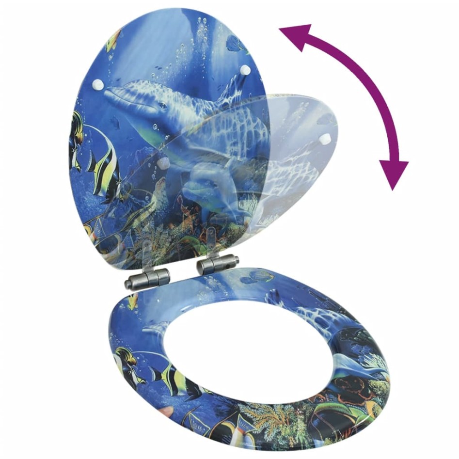 Asiento inodoro WC con tapa de cierre suave MDF diseño