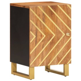 Mueble de baño madera maciza mango marrón y negro 38x33,5x58
