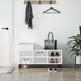 Mueble zapatero madera contrachapada blanco brillo 102x36x60