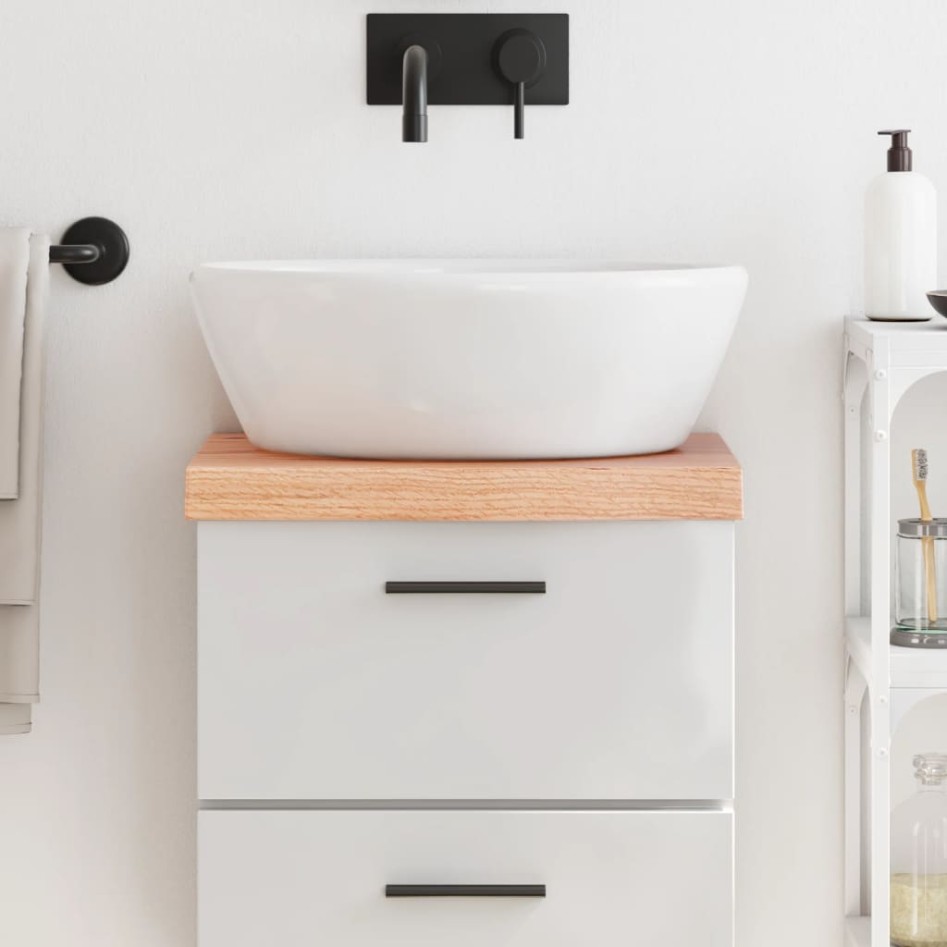 Encimera baño madera maciza tratada marrón claro 40x40x(2-6)