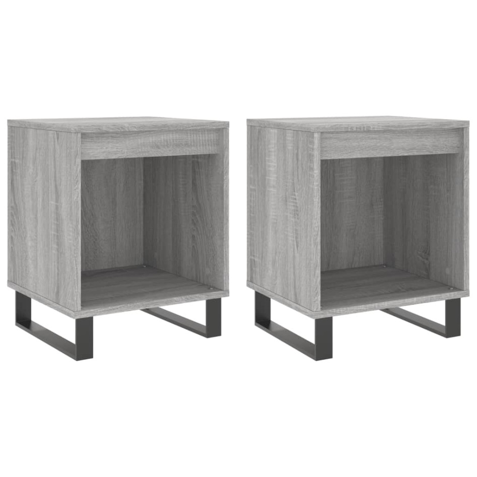 Mesita de noche 2 uds madera ingeniería gris Sonoma 40x35x50