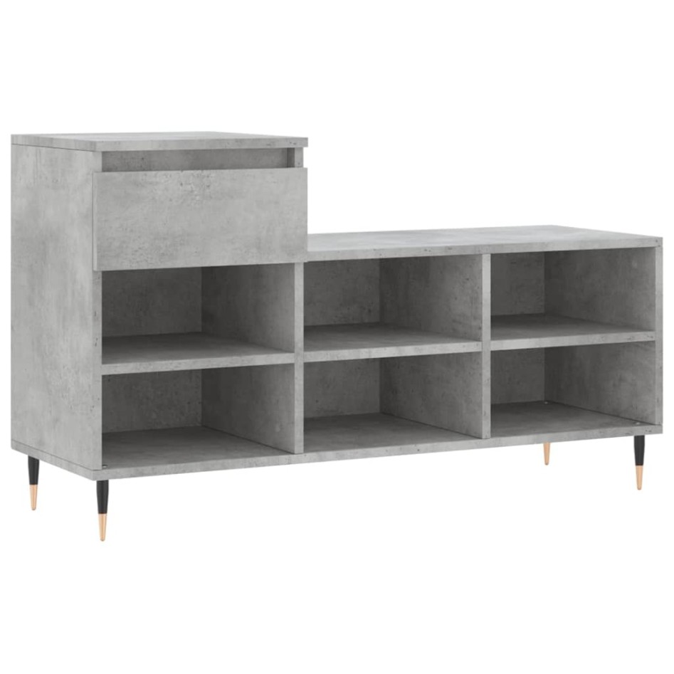 Mueble zapatero madera contrachapada gris hormigón 102x36x60