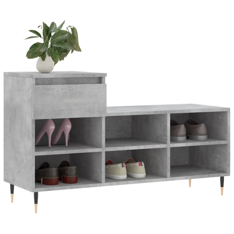 Mueble zapatero madera contrachapada gris hormigón 102x36x60