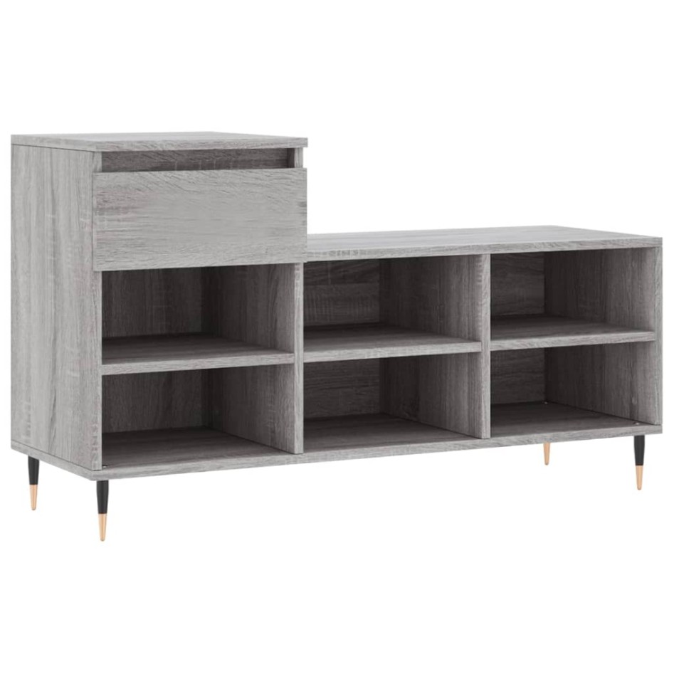 Mueble zapatero madera contrachapada gris Sonoma 102x36x60