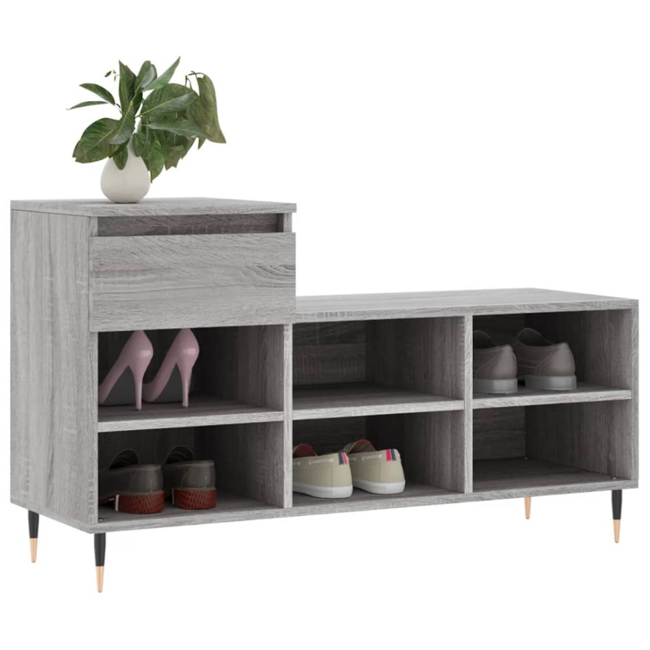 Mueble zapatero madera contrachapada gris Sonoma 102x36x60