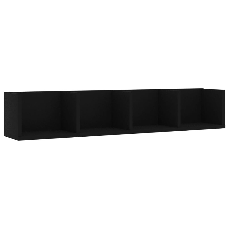 Estante de pared para CD contrachapada negro 100x18x18