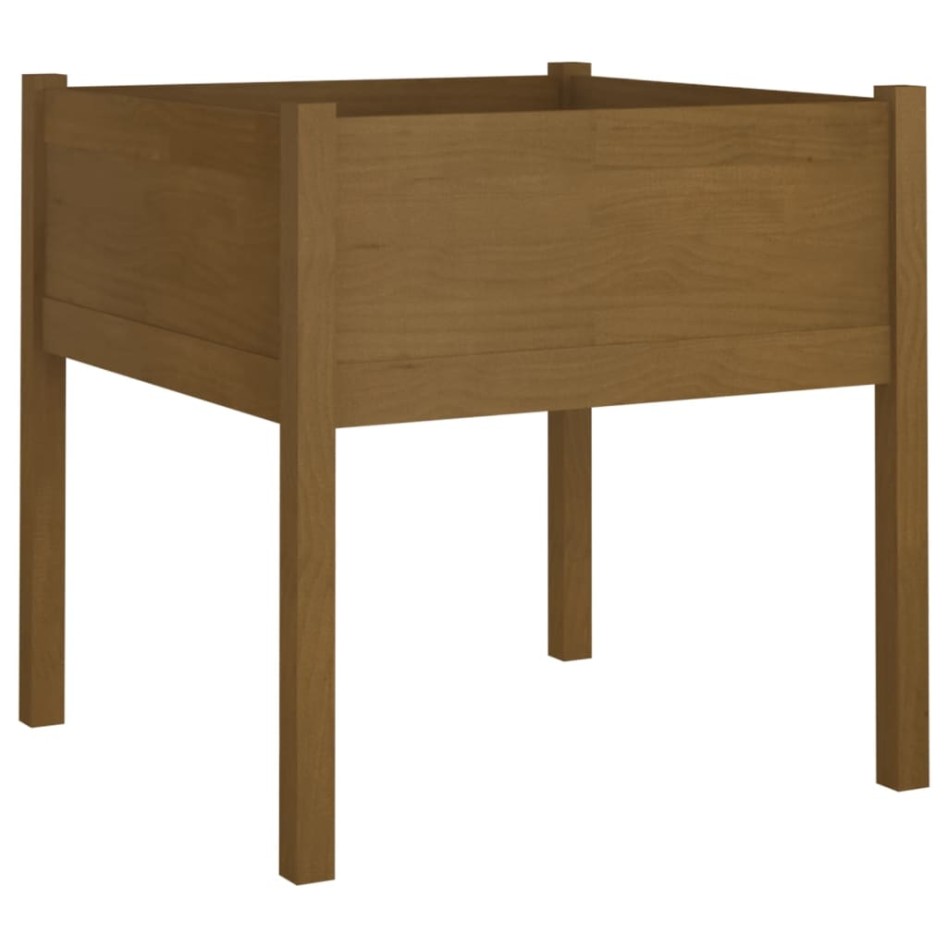 Jardinera de madera maciza de pino marrón miel 70x70x70