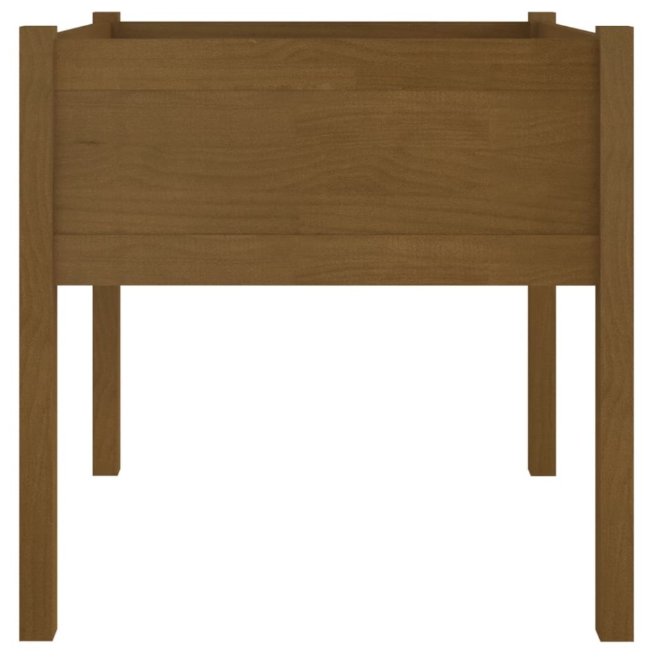 Jardinera de madera maciza de pino marrón miel 70x70x70
