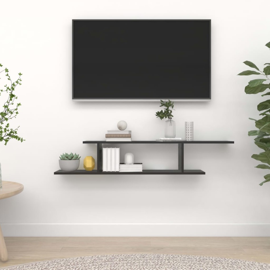 Estante de pared para TV madera contrachapada negro