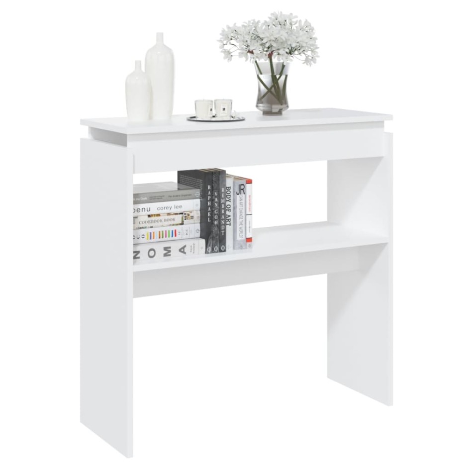 Mesa consola madera de ingeniería blanca 80x30x80